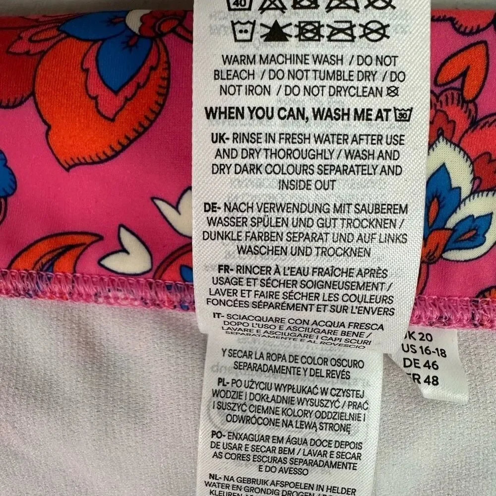 Boden size 16-18 Classic Fold Bikini Bottom Pink Botanical Wave NWOT